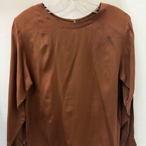 Oscar de la Renta Brown 100% Silk Blouse, Size: Small, EUC